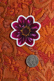 NEW Dahlia Sticker Medium - Everbloom Dark Collerette - Waterproof vinyl